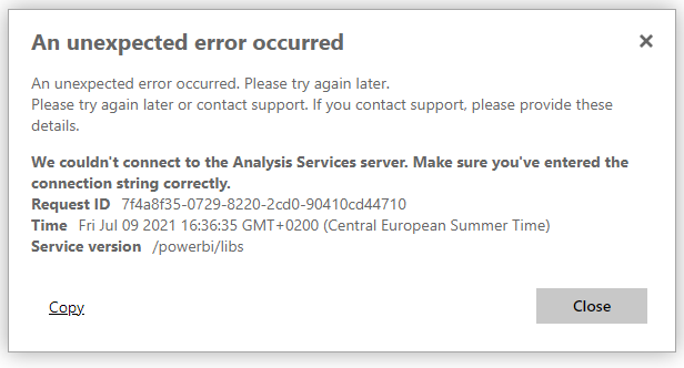 Edge and Chrome error: We couldn’t connect to the Analysis Services server, though the same report works in IE
